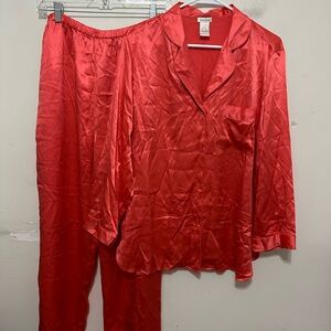 Neiman Marcus Vibrant Red Silk Pajama Set Women’s Size Large